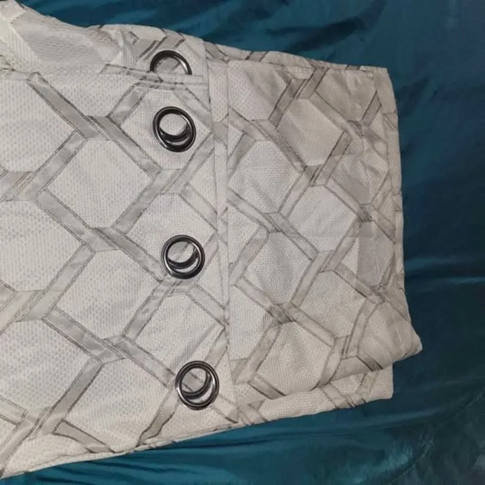Grey Geometric Lattice Grommet Curtains 48 x 84